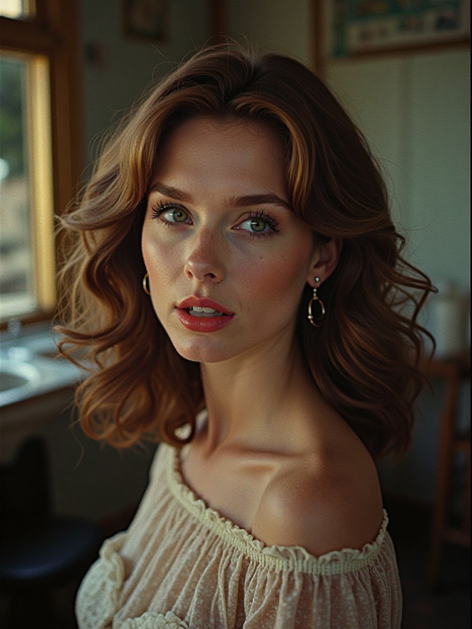 ブロンド　ミディアムロング　パーマ