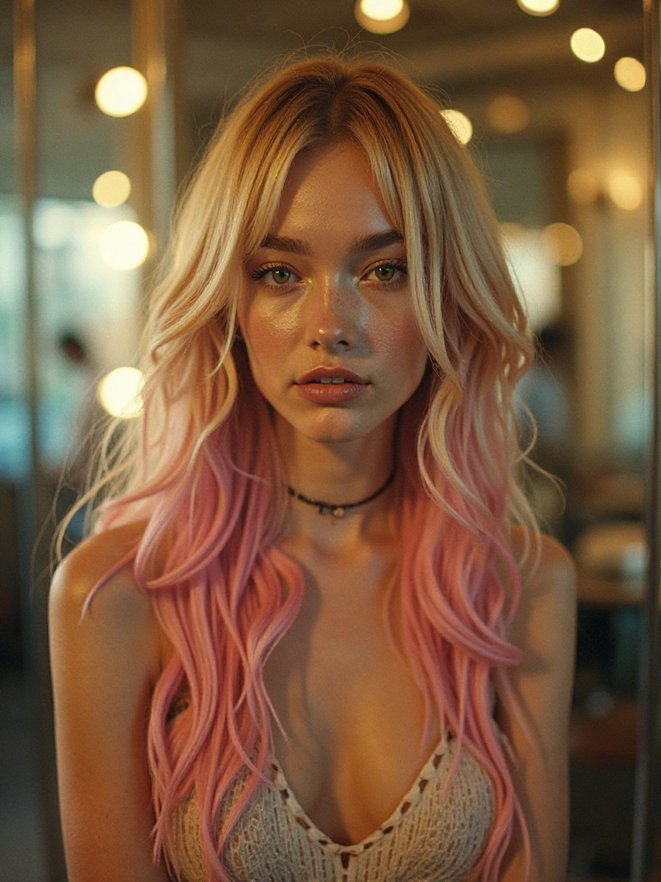 金髪　ロング　ピンク